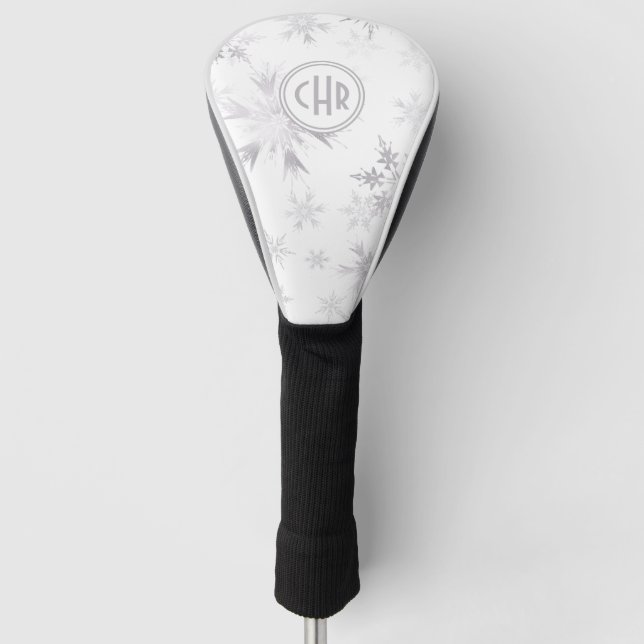Elegant White Winter Snowflakes Golf Head Cover (Front)