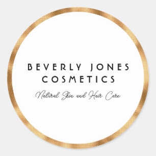 Elegant White with Faux Gold Foil Classic Round Sticker