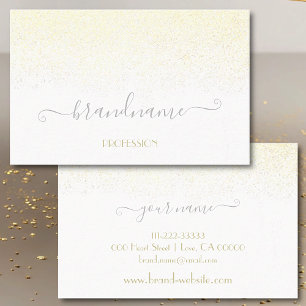 Elegant White with Gold Glitter Rain Professional Business Card