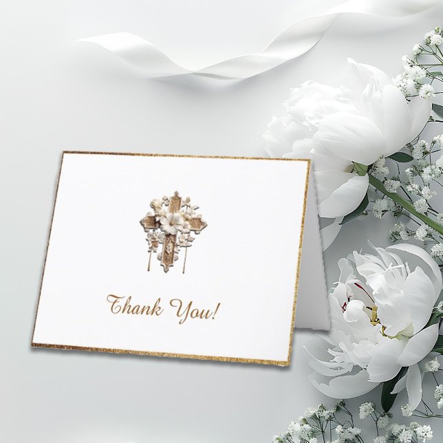Elegant White with Gold Trim  Thank You Card (Creator Uploaded)
