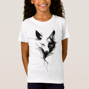 Elegant White Wolf Art in Black Ink T-Shirt