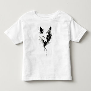 Elegant White Wolf Art in Black Ink Toddler T-Shirt