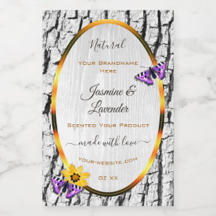 Elegant White Wood Grain Tree Bark Product Labels