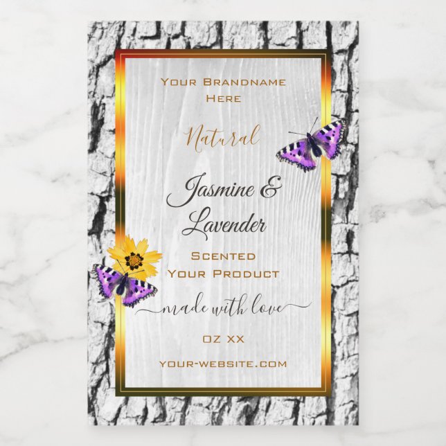 Elegant White Wood Grain Tree Bark Product Labels (Single Label)