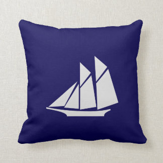 Elegant White Yacht on Navy Blue Cushion