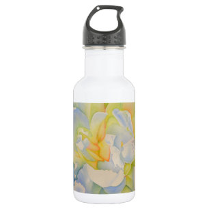 Elegant white yellow peony floral watercolor 532 ml water bottle