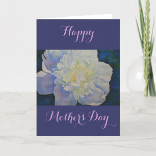 Elegant white yellow peony floral watercolor card