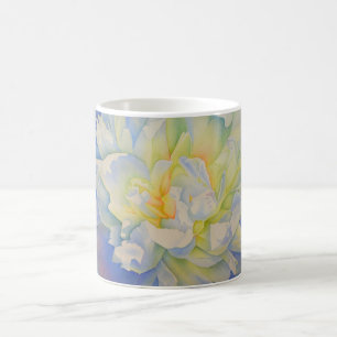 Elegant white yellow peony floral watercolor  coffee mug