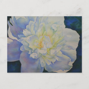 Elegant white yellow peony floral watercolor postcard
