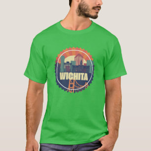 Elegant Wichita Skyline Art Iconic Kansas Cityscap T-Shirt