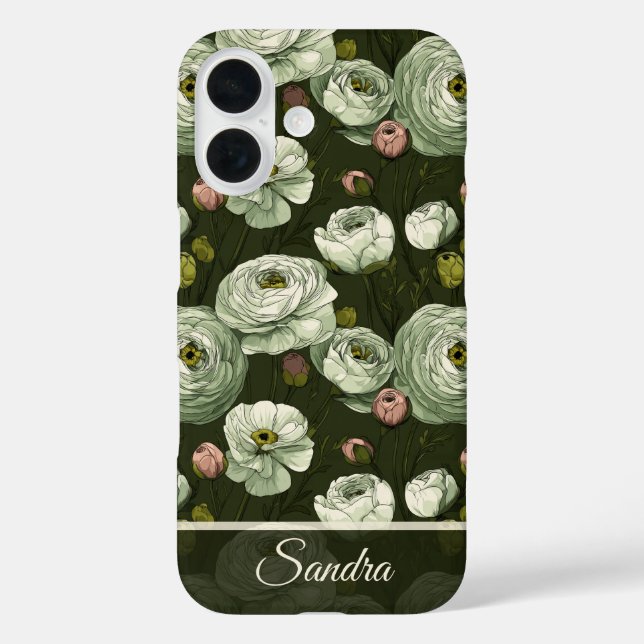 Elegant Wife Gift Ranunculus Flower Name Case-Mate iPhone Case (Back)
