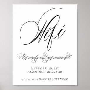 Elegant Wifi and Social Media Black Calligraphy Poster