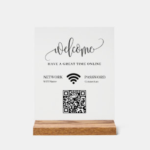 Elegant WiFi QR Frosted Acrylic Sign