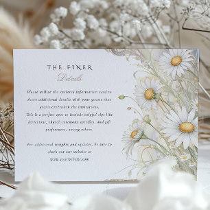 Elegant Wild Daisy Floral Wedding Information Card
