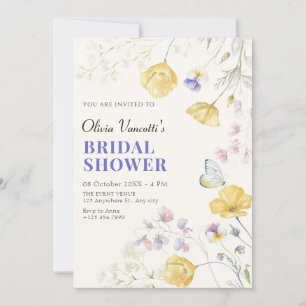 Elegant wild floral bridal shower invitation