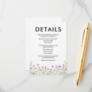Elegant Wild Floral colourful  Details Card