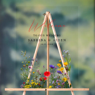 Elegant Wild Flower Blooming Garden Wedding Acrylic Sign