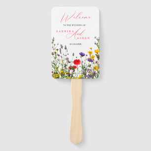 Elegant Wild Flower Blooming Wedding Program Hand Fan