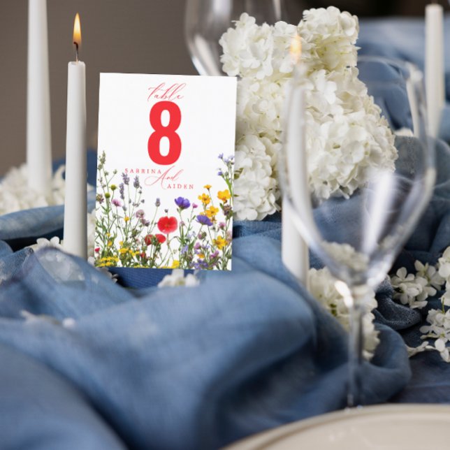 Elegant Wild Flower Blooming Wedding Table Number (Creator Uploaded)