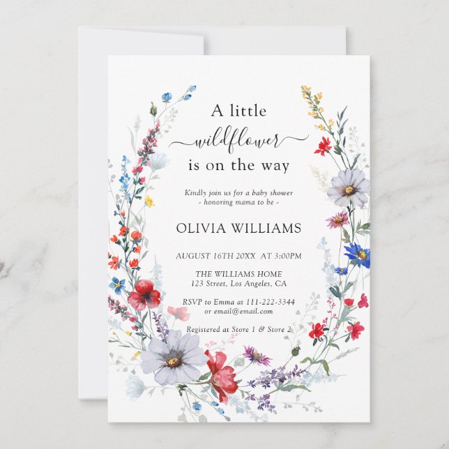 Elegant Wild Flower Meadow  Baby Shower Invitation (Front)