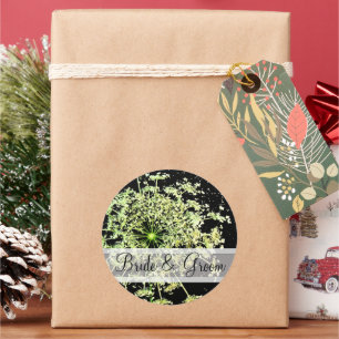 Elegant Wild Flower with Swirls Wedding Stickers