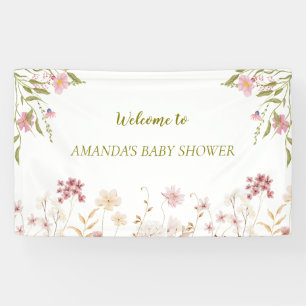 Elegant Wild Flowers Baby Shower Banner