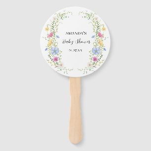 Elegant Wild Flowers Baby Shower Hand Fan