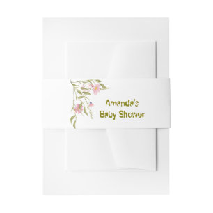 Elegant Wild Flowers Baby Shower Invitation Belly Band