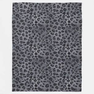 Elegant Wild: Grey & Black Leopard Sherpa Blanket