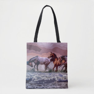 Elegant Wild Horses Artwork Tote Bag