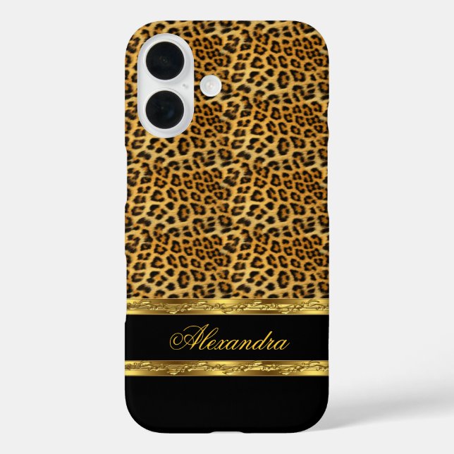 Elegant Wild Leopard Black and Gold Case-Mate iPhone Case (Back)