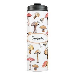 Elegant Wild Mushroom Personalised Nature Themed Thermal Tumbler