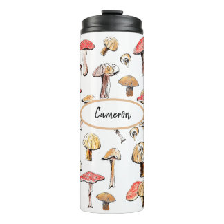 Elegant Wild Mushroom Personalised Nature Themed Thermal Tumbler