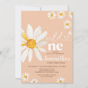 Elegant Wild One Birthday Boho Daisy Flowers Invitation