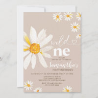 Elegant Wild One Birthday Boho Daisy Flowers