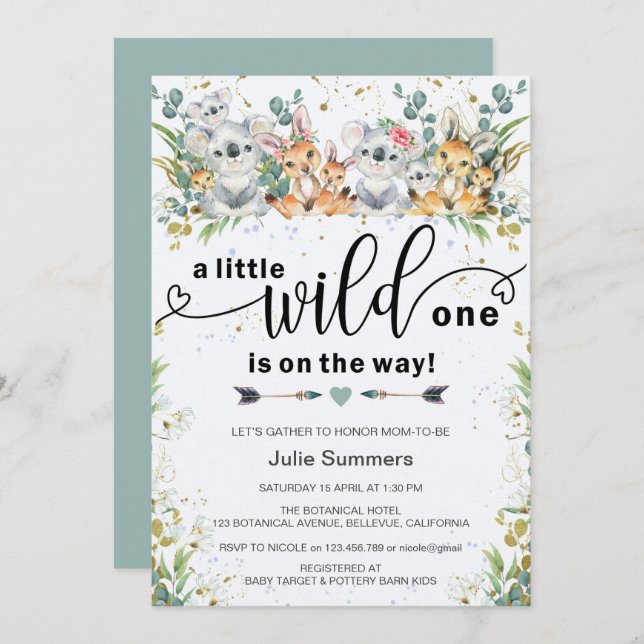 Elegant Wild One Bush Safari Baby Shower  Invitation (Front/Back)