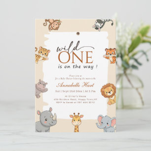 Elegant Wild One Jungle Animal Baby Shower Invitation