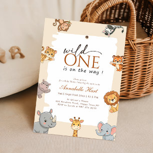 Elegant Wild One Jungle Animal Baby Shower Invitation
