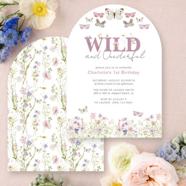Elegant Wild & Onederful Butterflies 1st Birthday  Invitation (Creator Uploaded)