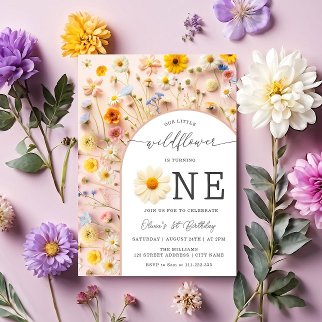 Elegant Wildflower 1st Birthday Invitation (Creator Uploaded)