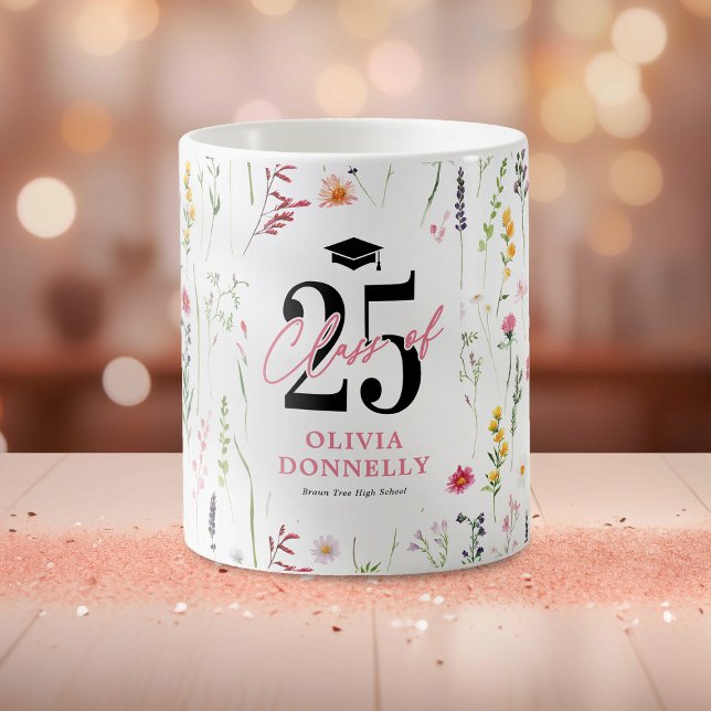Elegant Wildflower 2025 Graduate Coffee Mug (Creator Uploaded)