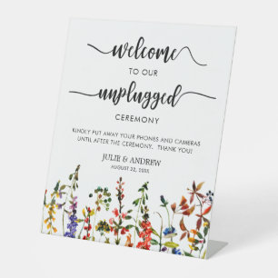 Elegant Wildflower 2 unplugged wedding ceremony Pedestal Sign