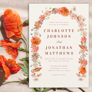 Elegant Wildflower Arch Fall Wedding Invitation
