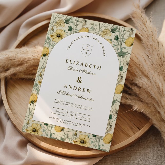 Elegant Wildflower Arch Minimal Wedding Invitation (Creator Uploaded)