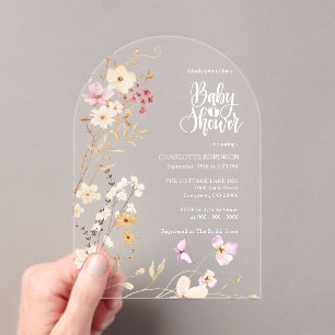 Elegant Wildflower Baby Shower  Acrylic Invitations
