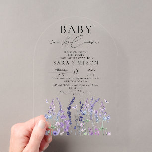 Elegant Wildflower Baby Shower Acrylic Invitations