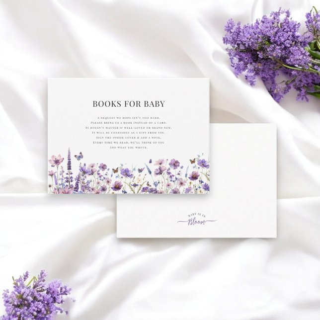 Elegant wildflower baby shower books for baby  enclosure card (baby in bloom whildflower books for baby , by willow spring studio)