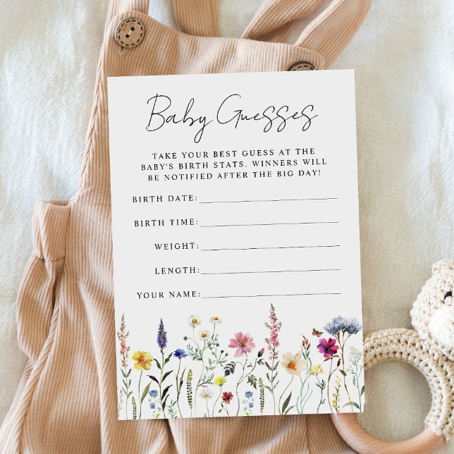 Elegant Wildflower Baby Shower Guessing Game Card (Creator Uploaded)