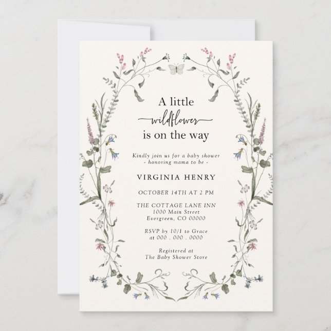 Elegant Wildflower Baby Shower Invitation (Front)