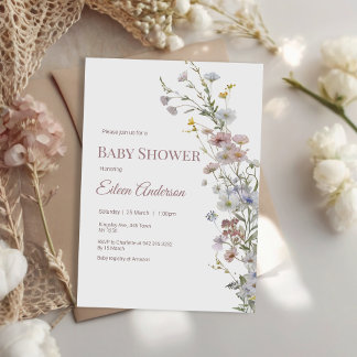 Elegant Wildflower Baby Shower Invitation